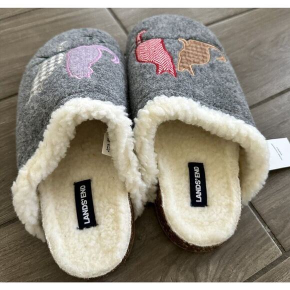 LANDS' END 4 CATS Cork Bottom Mule Gray Slippers House Shoes Women’s Size 10 - Picture 5 of 11